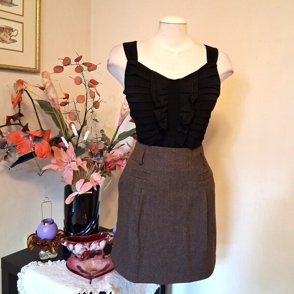 NWOT MEXX Brown Classic Wool Blend Skirt Knee Length Skirts Tag Size 40/42 - Picture 7 of 8